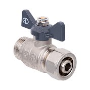 Кран шар. 1/2"х16 для МП труб нар. рез./цанга (бабочка) AQUALINK